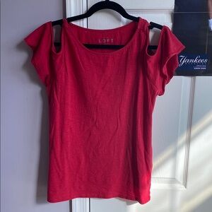 Ann Taylor LOFT Women's Small Red Cold Shoulder Top Blouse